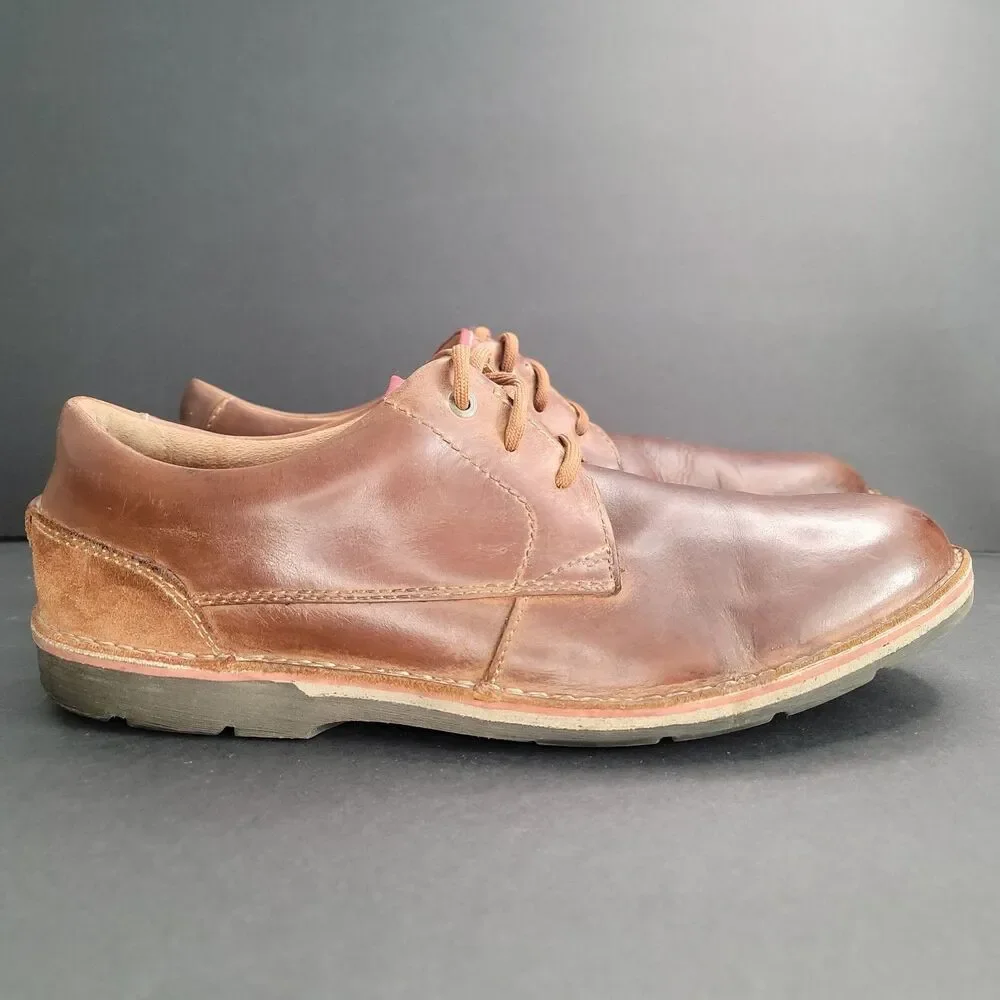 Clarks Mens Brown Leather Suede Oxford Shoes Size 13 M US 12 G UK Lace Up